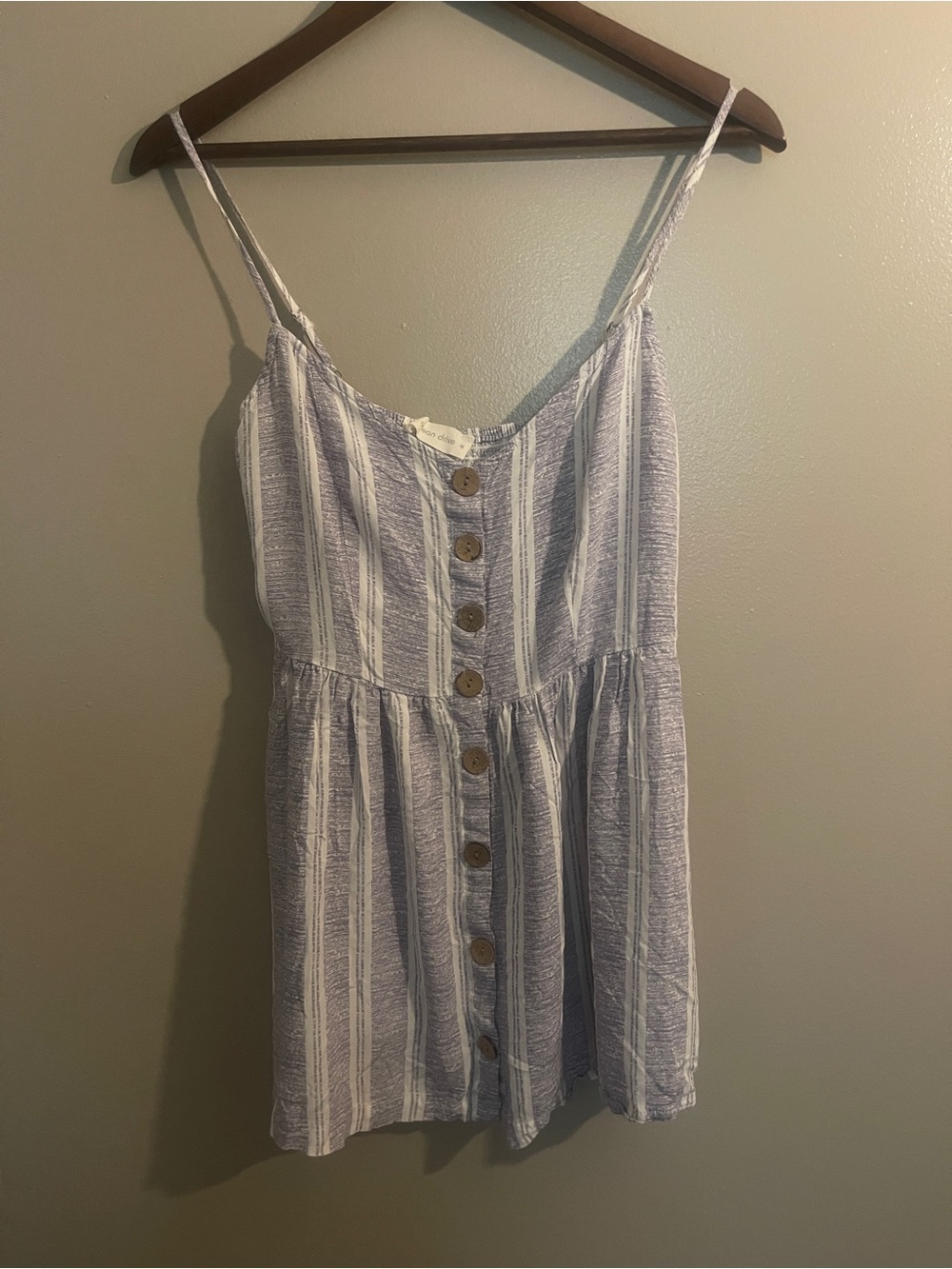 Cute Ocean Drive Blue and White Striped Button-Front Dress, Women’s size M